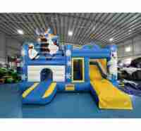 Château gonflable commercial en PVC sur le thème des glaces, combo avec toboggan pour enfants, idéal pour la location de fêtes et les parcs d'attractions