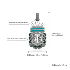 Collar con colgante de moda para hombre Totalmente CZ Diamond Custom Soccer Team Fans <span class=keywords><strong>Argentina</strong></span> Team Badge para Sports Fans Souvenirs - Product Image 2