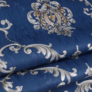 Papier peint gaufré 3D bleu foncé, style européen, pour chambre à coucher, salon, fond d'hôtel, <span class=keywords><strong>luxe</strong></span>, haut de gamme - Product Image 1