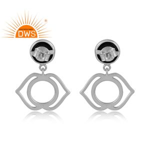 Boucles d'oreilles Chakra noir en Onyx pour femmes, bijou pendant, en pierre précieuse au troisième œil, style indien, en argent massif, vente en gros - Product Image 3