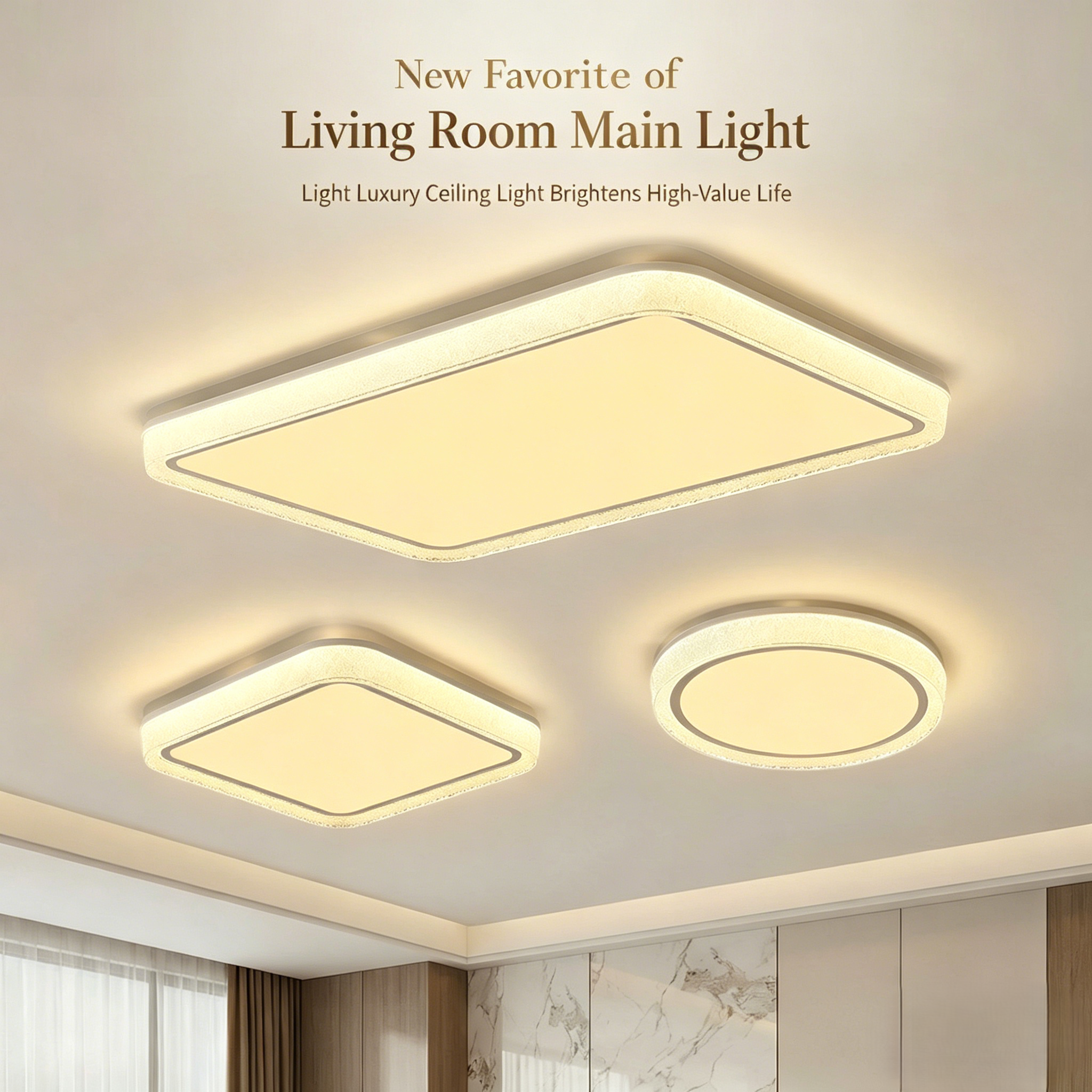 Modern Light Luxury Bedroom Ceiling Light Personalized Living Room Lamp Main Hall High-End LED Warm White Metal Acrylic Remote
