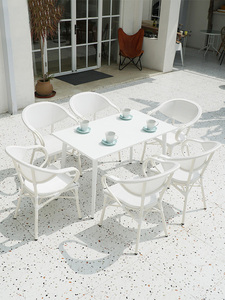 Mesa y silla de ratán para <span class=keywords><strong>terraza</strong></span> al aire libre, muebles de 5 piezas para jardín y cafetería - Product Image 2