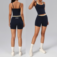 Ensemble de sport 2 pièces pour femme : haut court ajusté et short cycliste taille haute effet ventre plat – Idéal pour la gym et le yoga