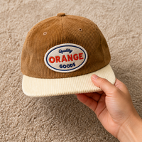 Topi Baseball 6 Panel Model Snapback Vintage Bahan Corduroy Bordir Logo Dua Warna Dengan Pinggiran Datar