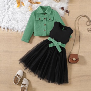 <span class=keywords><strong>Conjunto</strong></span> de Ropa para Niñas Primavera 2026, <span class=keywords><strong>Chaqueta</strong></span> de Pana con Cierre de un Botón, Top de Manga Larga, <span class=keywords><strong>Falda</strong></span> con Vestido de Tul, 2 Piezas - Product Image 4