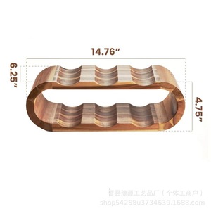Estante para vino de madera de acacia, estante de exhibición de escritorio de madera maciza de doble capa, estilo europeo, 6,25x18,25x4,75 pulgadas, hecho a mano - Product Image 4