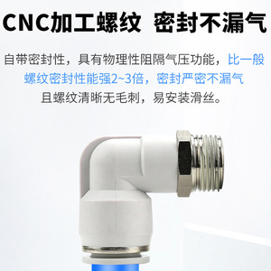 Li Guang Aerodynamics Pneumatic <b>Quick</b> <b>Connector</b> 90 Degree Elbow Threaded <b>Quick</b> Insert White Plastic Copper Plated Nickel - Product Image 5