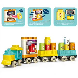 ITTL 37 pièces bricolage Train modèle jouet blocs en plastique éducatifs avec lumière et musique reconnaissance vocale anglaise - Product Image 2