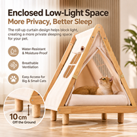 Tente-lit pour chat d'intérieur avec coussin en coton lavable et housse amovible pour un repos chaud, doux et confortable