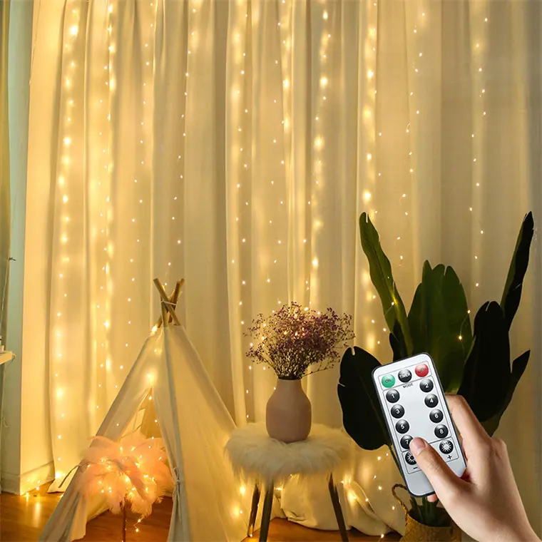 USB LED APP-gesteuerte Vorhang-Lichterketten mit IR-Fernbedienung Schlafzimmer Außen dekoration Feen vorhang Lichter
