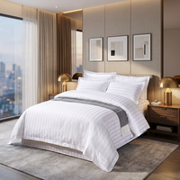 Parure de lit 4 pièces en coton tissé 250 fils/pouce² pour hôtel 5 étoiles, avec housse de couette et drap-housse personnalisable (couleur et logo)