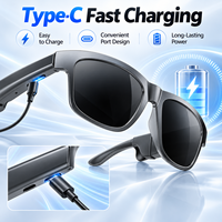 Lunettes de soleil intelligentes pour sport en extérieur, 5.4, 37g, avec coussinet nasal en silicone, 130mAh, 4-5H d'autonomie musicale et appels, UV400, Type-C, 50H en veille