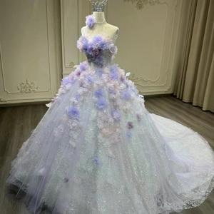 Strapless Corset Top Fairytale Sparkly <b>Glitter</b> <b>Ball</b> Gown Dress Floral <b>Ball</b> Gown Puffy Wedding Prom Dress Yl0031 - Product Image 6