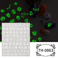 Autocollants 3D pour ongles Halloween, design créatif pour festival, fantôme lumineux sombre, design crâne DIY, plastique, longue durée, imperméable