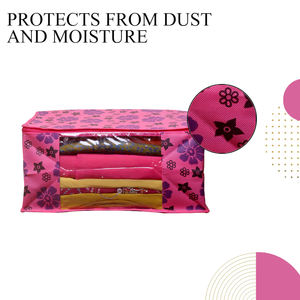 New Pink Flower Saree Covers With <b>Zip</b> Cover Packing <b>Bags</b> Saree Work Saree Cover For Women In Wholesale Price - Product Image 3