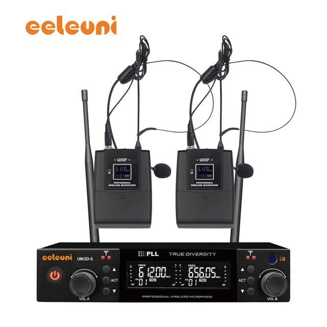 UM2D-S True Diversity 2-Channel Professional Wireless Microphone Bodypack Headset Microphone Suitable for Stage/Performance
