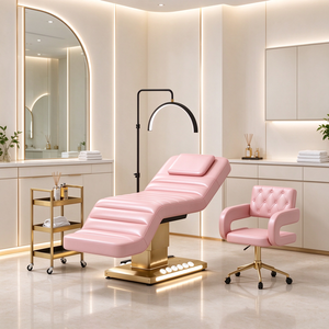 Lit de beauté électrique de luxe rose doré, inclinable et réglable, pour soins du visage et extensions de cils, idéal pour esthéticiennes - Product Image 1