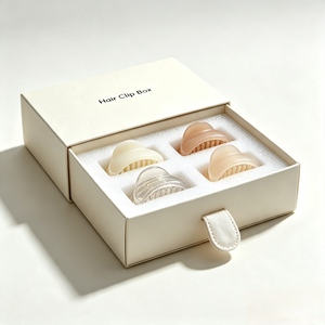 Boîte en carton personnalisée blanc cassé avec tiroir, emballage pour pinces à cheveux et accessoires capillaires, vente directe usine - Product Image 2