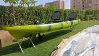 Kayak de pêche à pédales pour 2 personnes, 14 pieds, à une seule pédale, coque en PE, pliable, léger, écologique, pour la navigation en eaux vives et en mer