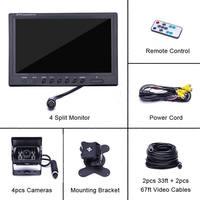 Kit de caméra de recul 12V-35V 9 pouces IPS avec vision nocturne et écran quadruple pour camions, bus et camping-cars
