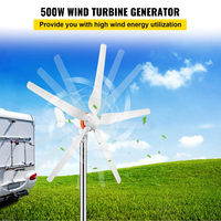 Générateur éolien 12V/AC 500W avec contrôleur MPPT, 5 pales, réglage automatique du vent
