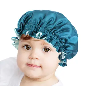 Bonnet En Satin Soyeux pour Femme, Chapeau de Sommeil Réversible, Chapeau  de Chimio pour Cheveux Bouclés Bleu