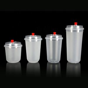 Gobelets à fond plat en PP de 260 ml/500 ml/700 ml, imprimés sur mesure, jetables, pour boissons chaudes, en plastique transparent, avec couvercle de 90 mm pour thé à bulles Boba - Product Image 2
