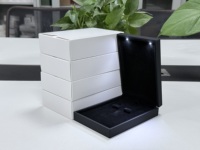 Boîte à bijoux LED carrée, étui pour bracelet, présentoir pour collier, emballage cadeau