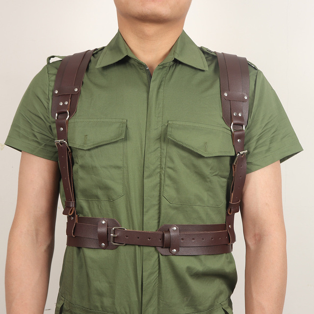 Male Military Leather Chest Strap Body Harness