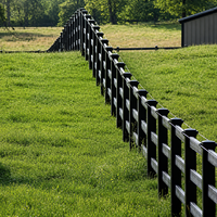 Clôture de ranch en PVC noir à 3 rails, résistante aux intempéries, pour ferme, pâturage, enclos pour bétail et propriété agricole