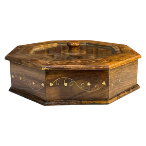 Organisateur d'épices rond en bois haut de gamme, best-seller, avec couvercle en verre, quatre niveaux, multifonctionnel pour fruits secs et présentation élégante - Product Image 1