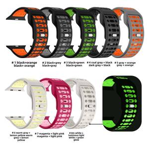 สายนาฬิกาซิลิโคนขายส่งสำหรับ Apple Watch S 10 11 46 มม. Ultra 49 มม. SE 44 มม. สายรัดข้อมือแบบสปอร์ตสองสีพร้อมหัวเข็มขัดแม่เหล็ก - Product Image 5