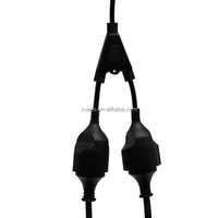 XUANSHI Rallonge électrique européenne 16A 250V noire courte en plastique de type Y, double prises Schuko IP20, en cuivre pur pour appareils électroménagers