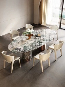 Italy High Quality <strong>Tulip</strong> <strong>Table</strong> Small Apartment Marble Dining <strong>Table</strong> Round and Black Steel <strong>Table</strong> - Product Image 2