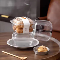 Boîte à sandwich carrée transparente jetable en PET de qualité alimentaire avec couvercle, emballage blister pour gâteaux et pâtisseries