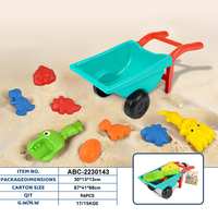 Ensemble de jouets de plage d'été pour enfants en plastique, outils de modelage de sable, sac filet et chariot, pour l'extérieur