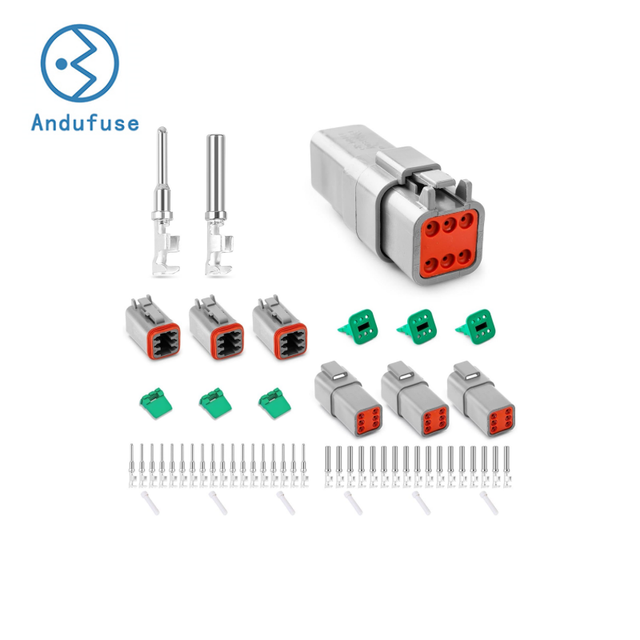 Andufuse Industrial 6 Pin DT06 Deutsch Connector IP67 Heavy Duty Copper Contact for Construction Machinery Electrical System