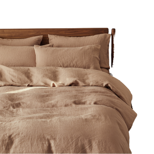 Set di Biancheria da Letto in Lino Francese 100% Organico 400TC Stonewashed Rosa con Federe e Copripiumino Tessuto di Lusso - Product Image 1