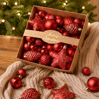 Lot de 50 boules de Noël décorées d'étoiles – Ornements pour sapin de Noël, idéales pour les fêtes, couronnes et guirlandes