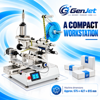 Machine d'étiquetage semi-automatique GenJet pour coins de boîtes avec fixation réglable et contrôle par écran tactile pour l'application de scellage de cartons de vente au détail