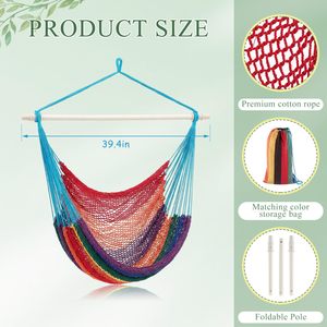 Hanging Rope Swing Large Macrame Hanging Chair Hanging <b>Hammock</b> Swing Chair With Tassel <b>Hammock</b> Chair - Product Image 2