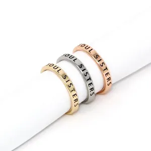 Soul Zusters Ringen Inspirational Positieve Bericht Gegraveerd 925 Sterling Zilveren Ring