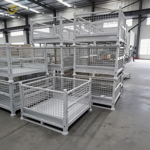 כלוב לוגיסטי מתקפל מפלדה מגולוונת עמיד במיוחד של Easylink, ניתן לערום, לאחסון והובלה, רשת, OEM/ODM, משטח אחסון - Product Image 2
