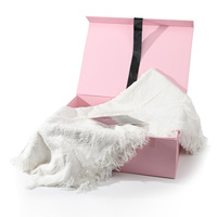 Design personnalisé rose mat grand emballage de cadeau en carton de papier rigide boîte pliante magnétique boîte cadeau pour drap de lit couverture