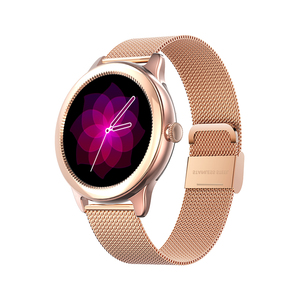 Montre connectée pour filles avec bracelet doré, écran tactile rond de 1,09 pouces, sécurité par mot de passe, montre à main - Product Image 3