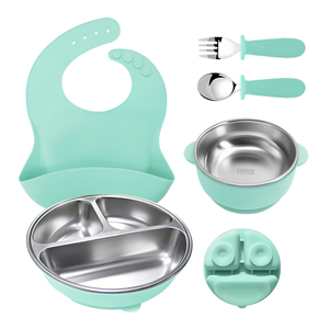 Assiette pour enfants en acier inoxydable durable antidérapante de 7 pouces avec manchon en silicone amovible, réutilisable, sans BPA, vaisselle écologique - Product Image 6
