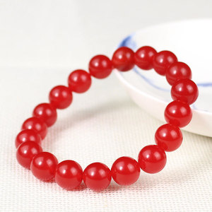 <b>Red</b> Quartzite Beaded <b>Bracelet</b> 10mm Unisex Birth Year Gift Jewelry - Product Image 4
