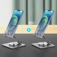 Support de téléphone portable pliable pour bureau Support de téléphone portable en métal aluminium réglable à 360 rotations pour tous les téléphones iPhone iPad Tablet