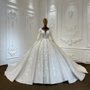 Jancember LSCJ14 Embroidery <b>Long</b> <b>Sleeve</b> Backless Women's <b>Long</b> <b>Wedding</b> Bridal Gowns <b>Dresses</b> - Product Image 1