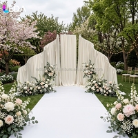 LEDA Élégant support de toile de fond de mariage réglable en métal, structure en arche de forme ondulée en S, 3 mètres de haut